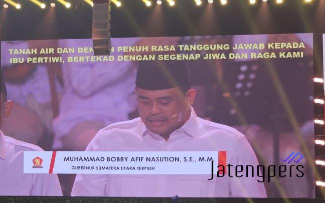 Bobby Nasution Bacakan Sumpah Jati Diri Kader saat HUT ke-17 Gerindra